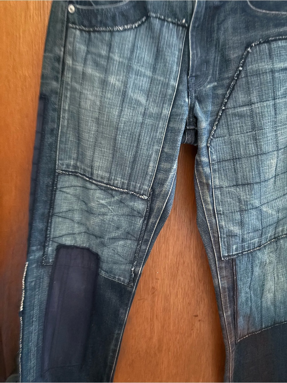 NEIGHBORHOOD Japan sz XS 28 Denim Blue Jeans Patchwork - Picture 4 of 15